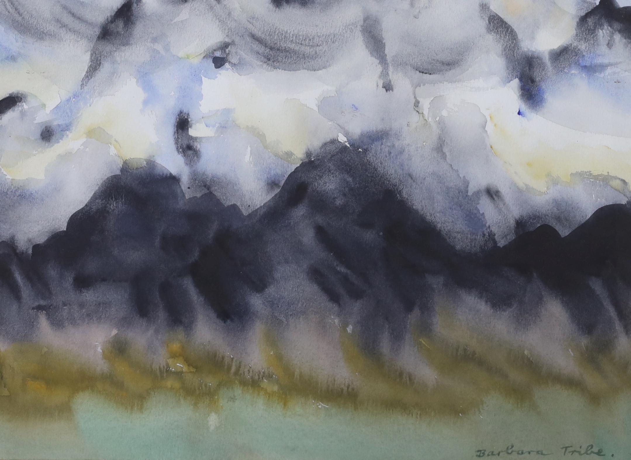 Barbara Tribe (1913-2000), two watercolours, ‘Pillars in the Sand, Western Australia’ and ‘Snow Santa Rita Mountains, Mexico to Arizona', signed, labels verso, the largest 33cm x 24cm